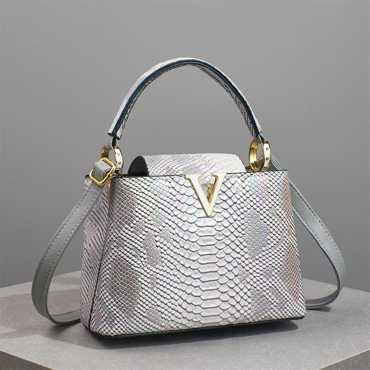 Schoolbag Women's Dark Brown New Bag Color Snake Pattern Handbag Texture Shoulder Messenger Bag