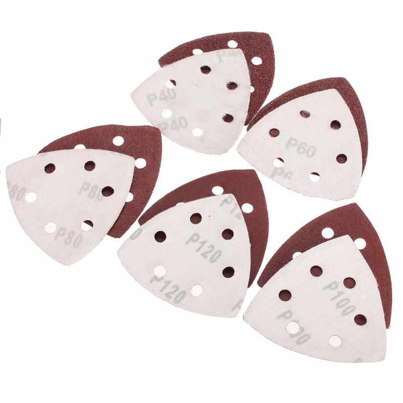 10pcs 90mm Detail Sanding Sheets Triangle Sander Pads Set 40 60 80 100 120Grit