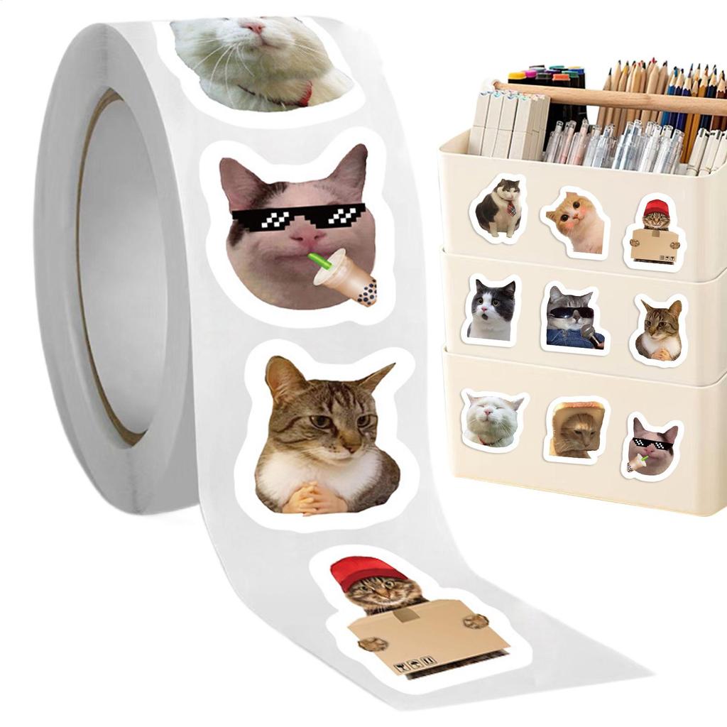 500Pcs Funny Stickers for Kids Cat Cartoon Roll Stickers for Children Animal Packaging Stickers Photocard Decor Pack Lables