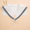 Striped Sailor Fake Collars Scarf Detachable Cotton Top Fake Collar Necklaces Black White Laced Shawl Wraps
