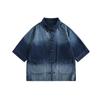 Short Sleeved Shirt Men'S Summer Japanese Retro Loose Casual Five Quarter Sleeved Shirt Trendy Brand Shirt Jacket