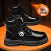 Men's British Retro High-Top Leather Martin Boots - Winter Thick-Soled, Plus Velvet, Mid-Top Work Boots with Thick Cotton
