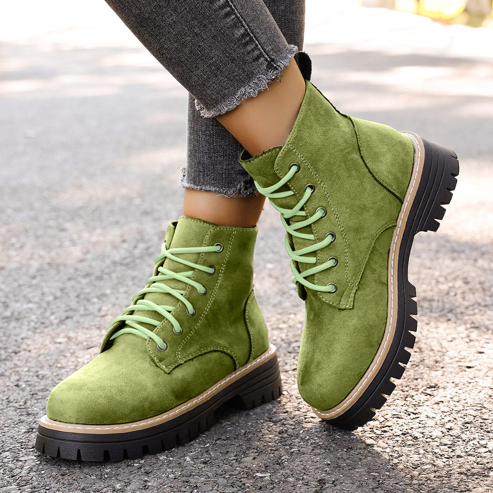 

Fashionable And Versatile Short Boots With Thick Heels And Round Toes Fashionable And Versatile Women Booties Heel And Boots 37 світло-зелений колір