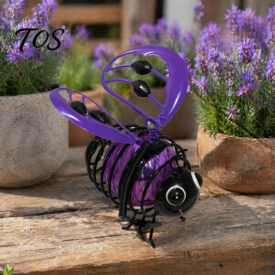 Automated Dusk to Dawn Lighting Solar Bee Garden Light, Outdoor Solar-Powered Metal Lantern, Waterproof Creative Ornaments for Hanging Light