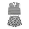 Girls' Trendy Striped POLO Shirt & Shorts Set - Casual Summer Style