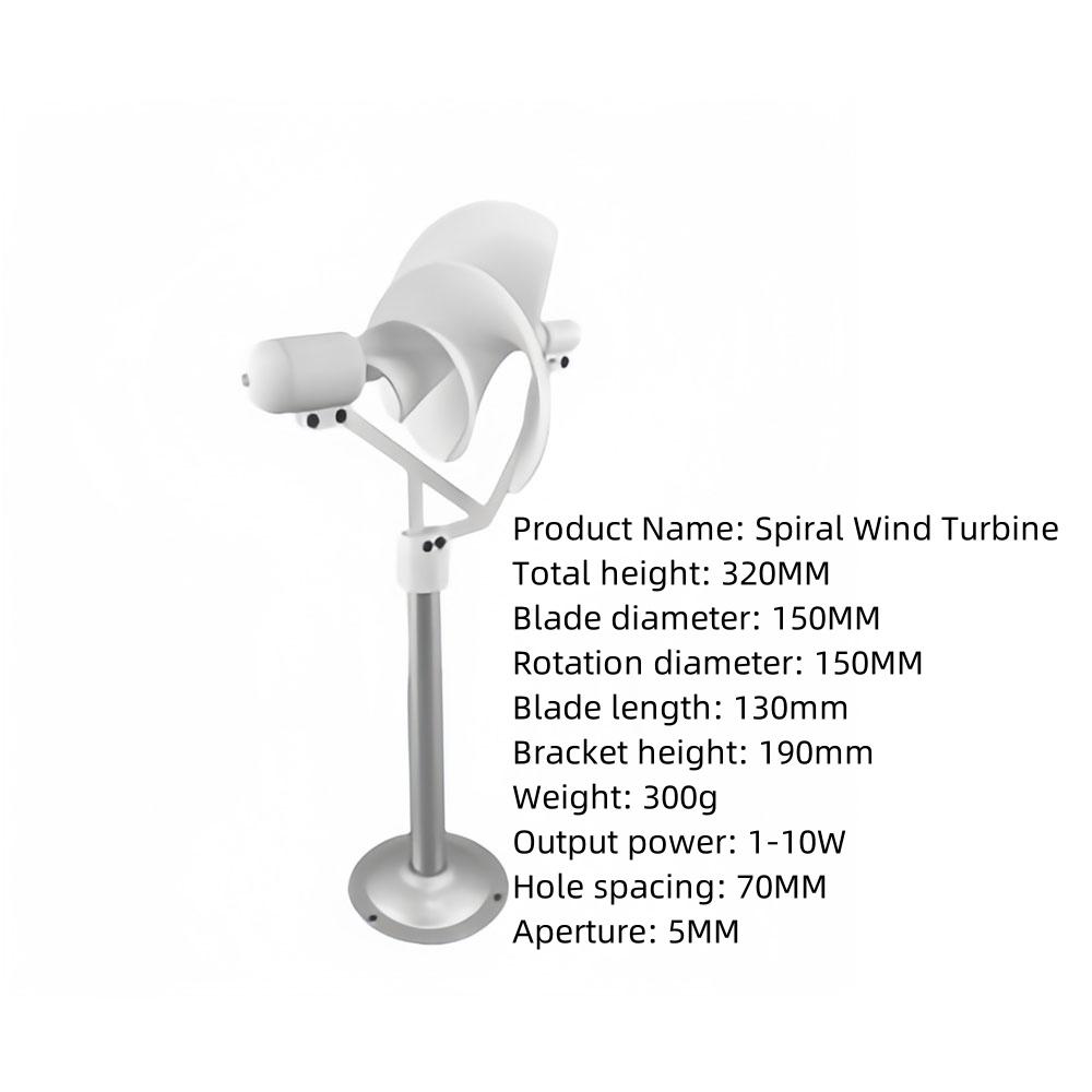 New 1-10W Miniature Spiral Wind Turbine Scientific Experiment Power Lamp White Solar Wind Generator Model with LED Light 320mm