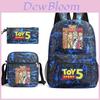 Toy Story Cartoon Print Oxford Canvas Backpack With Zipper Closure For Casual Travel Teens