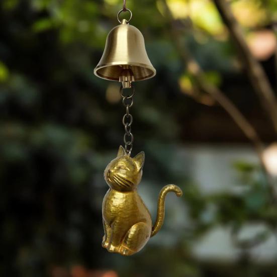 Cat Wind Chime Outdoor Kitten Design Wind Chime Garden Metal Cat Statue Hanging Memorial Ornament for Porch Decoration Cat Lovers Gift