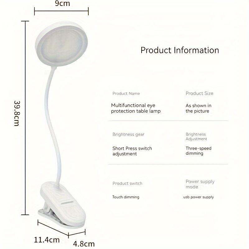 Xiaomi USB Rechargeable Clip On Desk Lamp, 3 Color Temperatures & Dimmable, LED Reading Light for Study Office Bedroom
