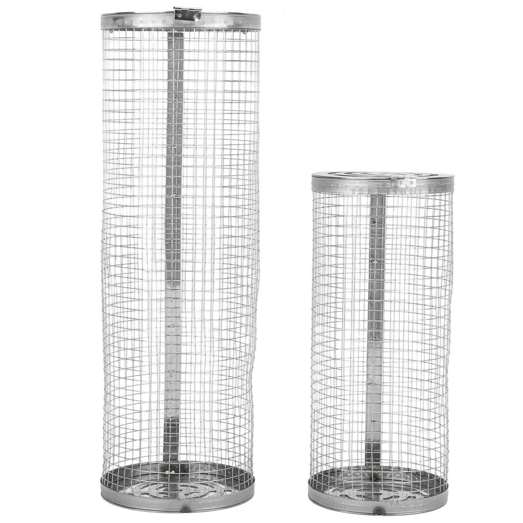 2PCS BBQ Net Tube Stainless Steel Barbecue Grill Basket Rolling Barbecue Cage for Vegetable Seafood