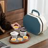 Chinese Suet Jade Cover Bowl Travel Tea Set Ceramic Dehua White Porcelain Retro Gift Box with Hand Gift Printing