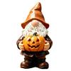 Weather Resistant Gnome Decor Halloween Garden Statue, Faceless Holding Pumpkin Sculpture, Stable Sculpture Waterproof Resin Statue for Porch
