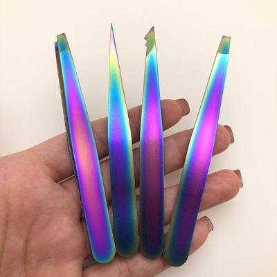 Pinzas para Cejas de Acero Inoxidable Coloridas 4 Piezas Set Recubrimiento de Titanio de Color Pinza para Recortar y Depilación