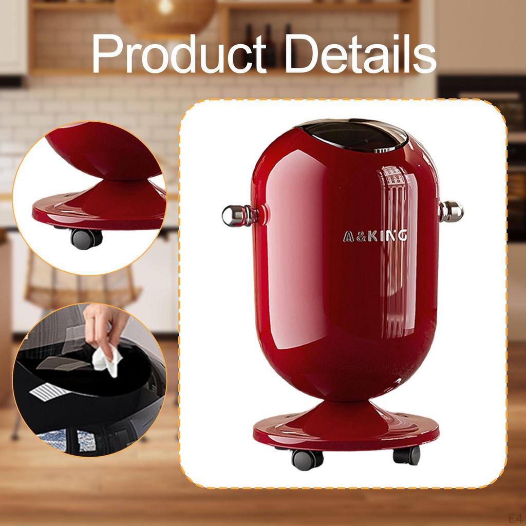 Press Type Trash Can with Wheels Garbage Bin Simplistic Lid Waste Basket Paper Bucket for