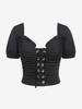 Rosegal Gothic Frilled Lace-up Ruched Crop Top