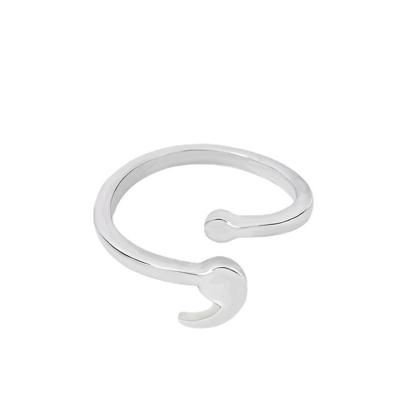 Creative semicolon open ring, personalized silver compact ring for women