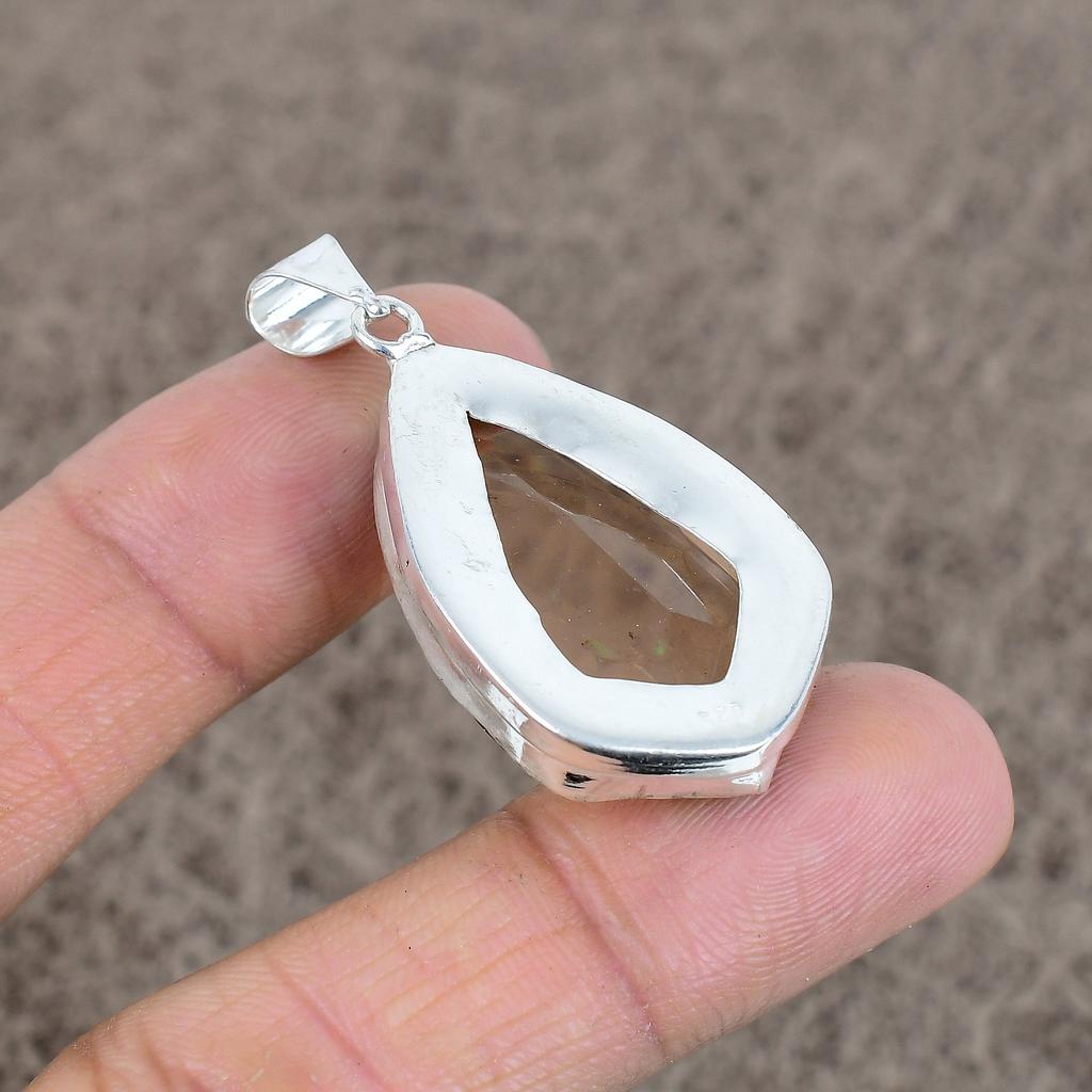 Morganite Gemstone Handmade 925 Sterling Silver Jewelry Pendant 1.85" KKG-36