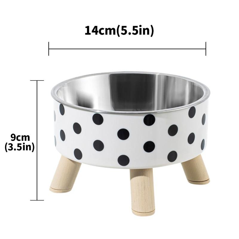 Pet Cat and Dog Bowl Polka-dot Plaid Stainless Steel Anti-slip Easy To Clean Indoor and Outdoor
