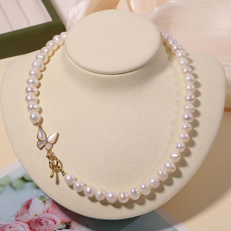 Zhuji Natural Freshwater Pearl Necklace Set: Green Water Drop Design - Perfect Mother's Day Gift