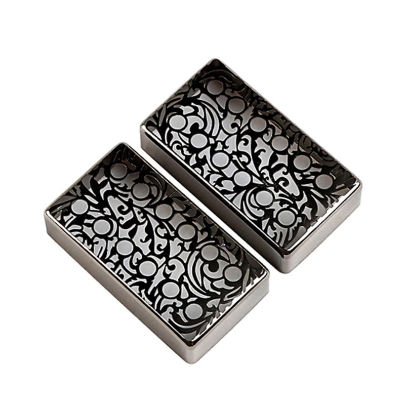 2 Pcs Guitar Pickup Cover Engraved Flower Metal Pickup Cover Metal Metal Humbuckers Cover Electric Guitar Accessories 1