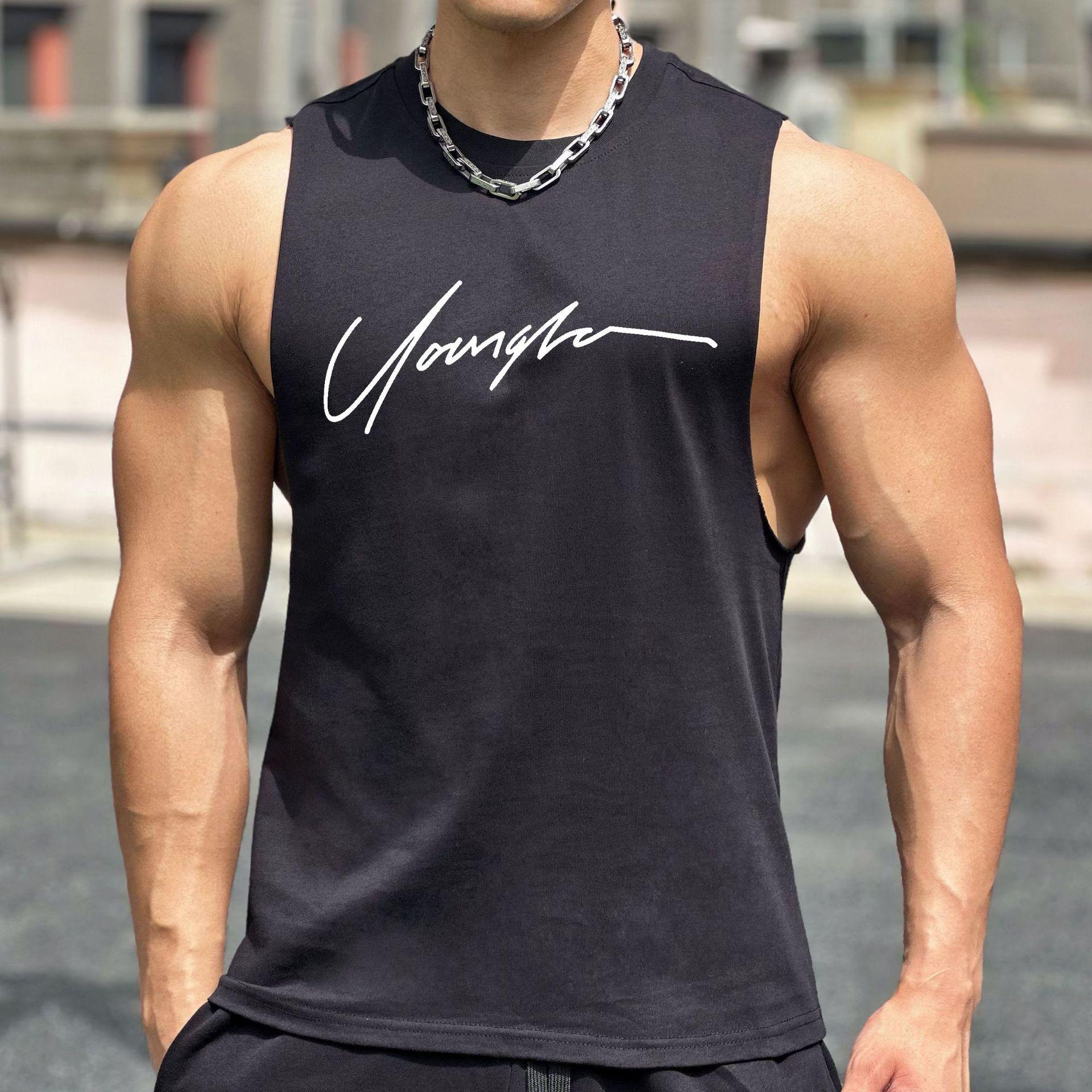 

Чоловіча дихаюча футболка без рукавів вільного крою: Літня фітнес-майка для тренувань та баскетболу L