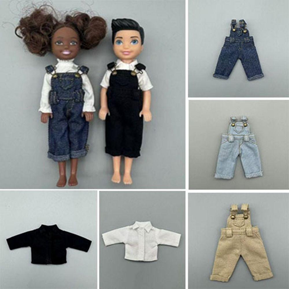 Mini Cute Jeans Trousers Shirt Denim Pants T-shirt Tops for 1/12 BJD Dolls for ob11 ymy dolls