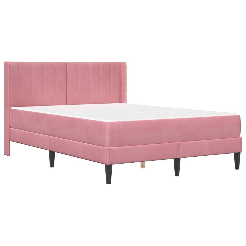 Bed Frame with Mattress and Headboard Pink 140 x 190 cm Velvet