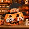 Halloween Wooden Pumpkin Candy Display Stand, Holiday Festive Wooden Candy Holder Tabletop Decor
