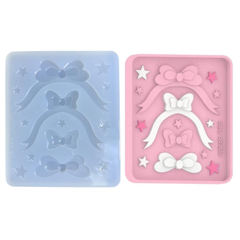 Princess on the Run Bowknot Star Parts Silicone Mold Keychain Bag Pendant Handmade Ornament Mold for Birthday Gift