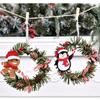 1Pcs Christmas Wreath Pine Cone Pendant Santa Snowman Elk Beer Penguin Mini Wreath Ornament Xmas New Year Party Decoration