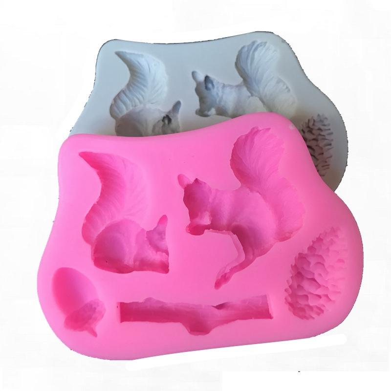 

Cute Animal 3D Squirrel Pine Cone Silicone Mold Fondant Gumpaste Chocolate Moulds DIY Decoration Baking Tools