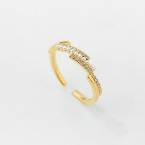 Anello di alta gamma placcato oro con design floreale coreano