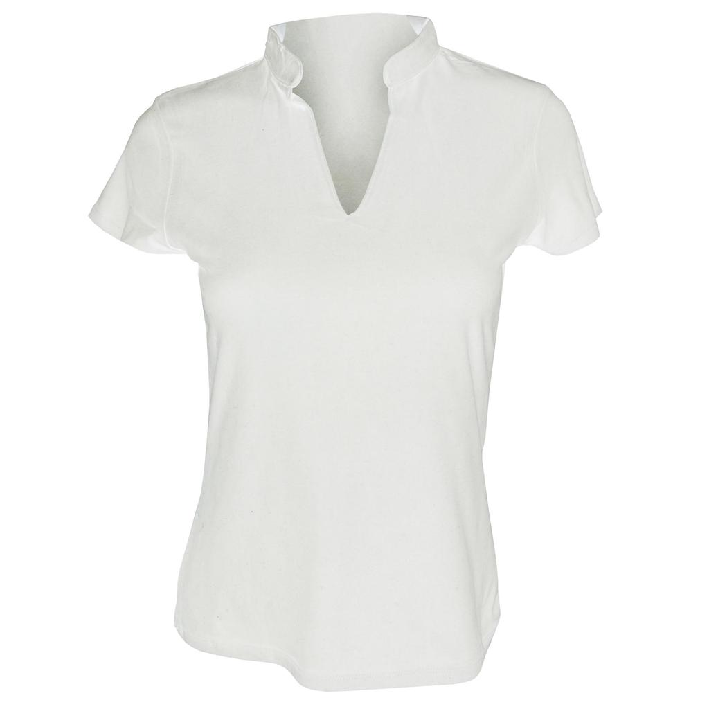 Kustom Kit Ladies Corporate Short Sleeve V-Neck Mandarin Collar Top