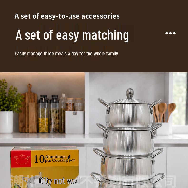 Africa Aluminum 5-Piece Casserole Pot Set for Household Kitchens
