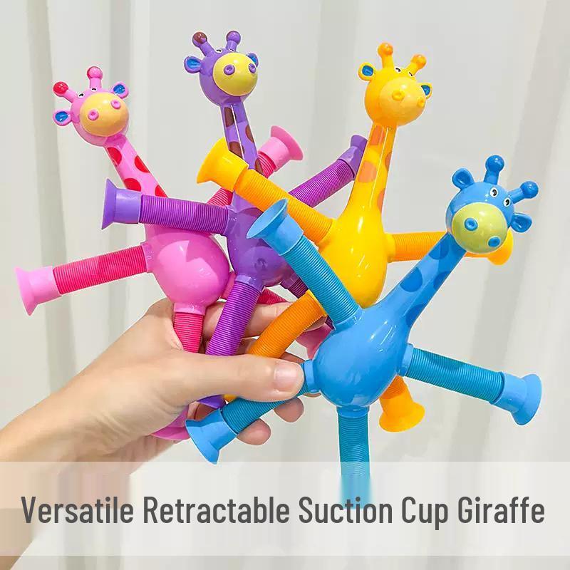 Giraffe Suction Cup Telescopic Stretch Tube Toy for Kids - Educational, Luminous, Parent-Child Interaction, Decompression