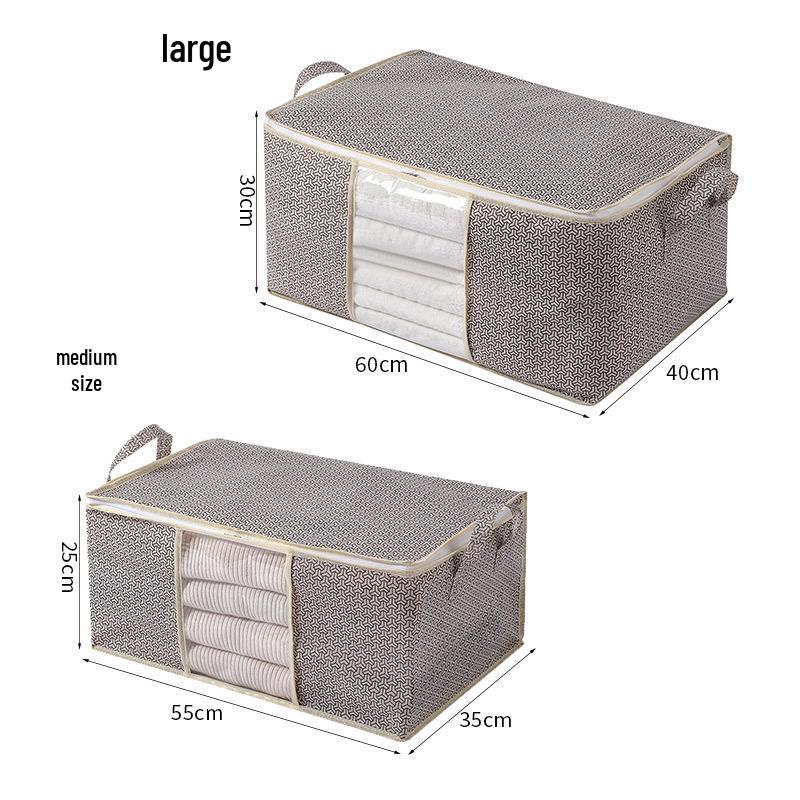 Multifunctional Non-Woven Cotton Quilt Storage Bag with Windowed Lock Pattern - Dustproof Organizer for Dorms and Moving