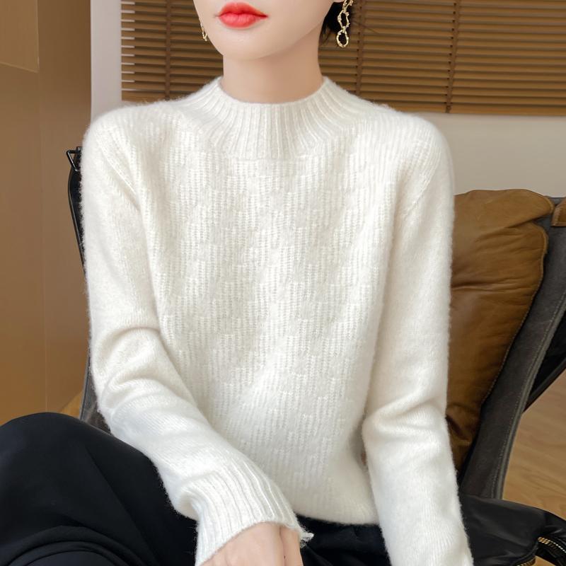 Women's cashmere sweater Qinghe cashmere 30% cashmere 70% wool autumn and winter pullover warm and fashionable