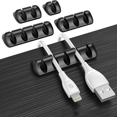 5 Packs/15 Slots Cable Clips - Cord Holders - Self Adhesive Cable Management Organizer - Home, Office,  Desk Accessories