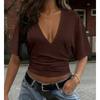 Blusas y Camisas Casuales de Moda para Mujer JPNTKY de Manga Corta con Cuello en V