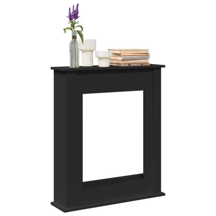Black Fireplace Surround 75x20x87.5 Cm Engineered Wood