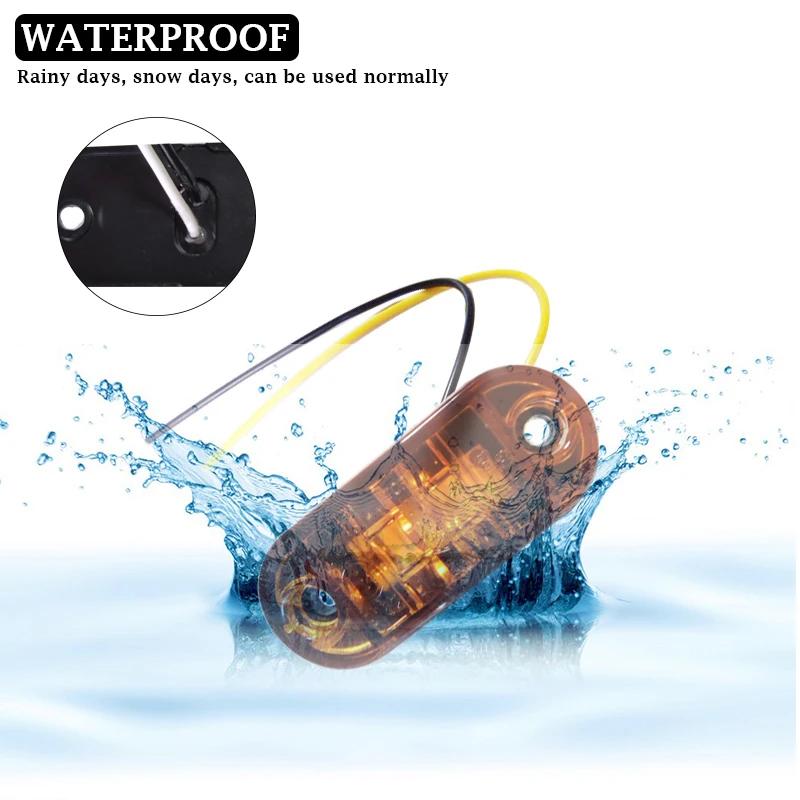 10Pcs Led Side Marker Lights 12v 24v Trailer Trucks Car Warning Lamp Clearance Signal Strobe Light Waterproof Oval Amber Lamp