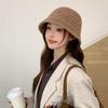 Soft Waxy Hollow Knitted Bucket Hat Women's Autumn and Winter Simple Wool Blended Bucket Hat Versatile and Small Face