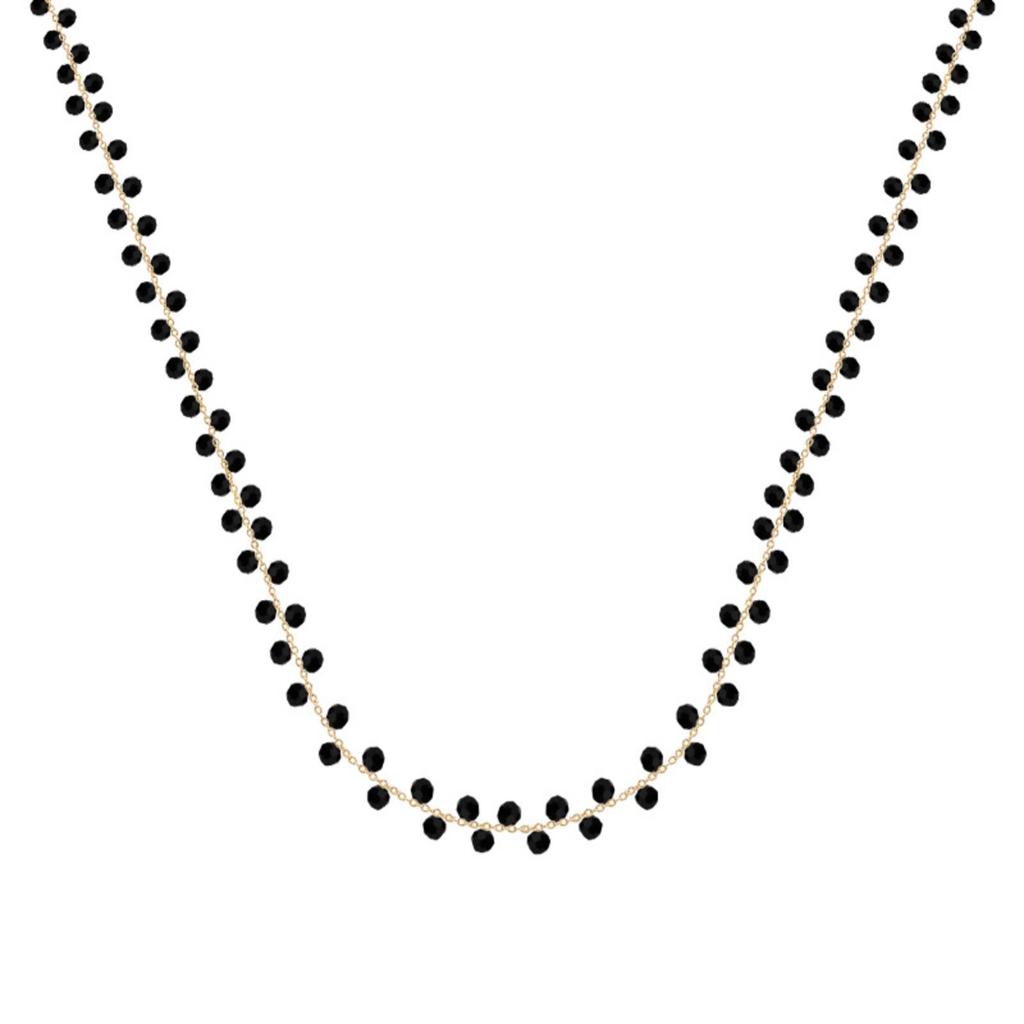 Fashion Black Crystal Necklace for Women Girls Stainless Steel Jewelry Accessories Party Gift