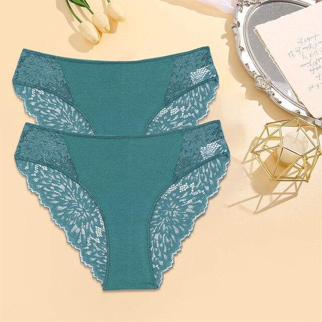 

FINETOO, 2 шт./компл., бесшовные кружевные трусики, женское нижнее белье, сексуальные трусы, стринги для женщин, женские трусики с цветочным принтом для девочек XL