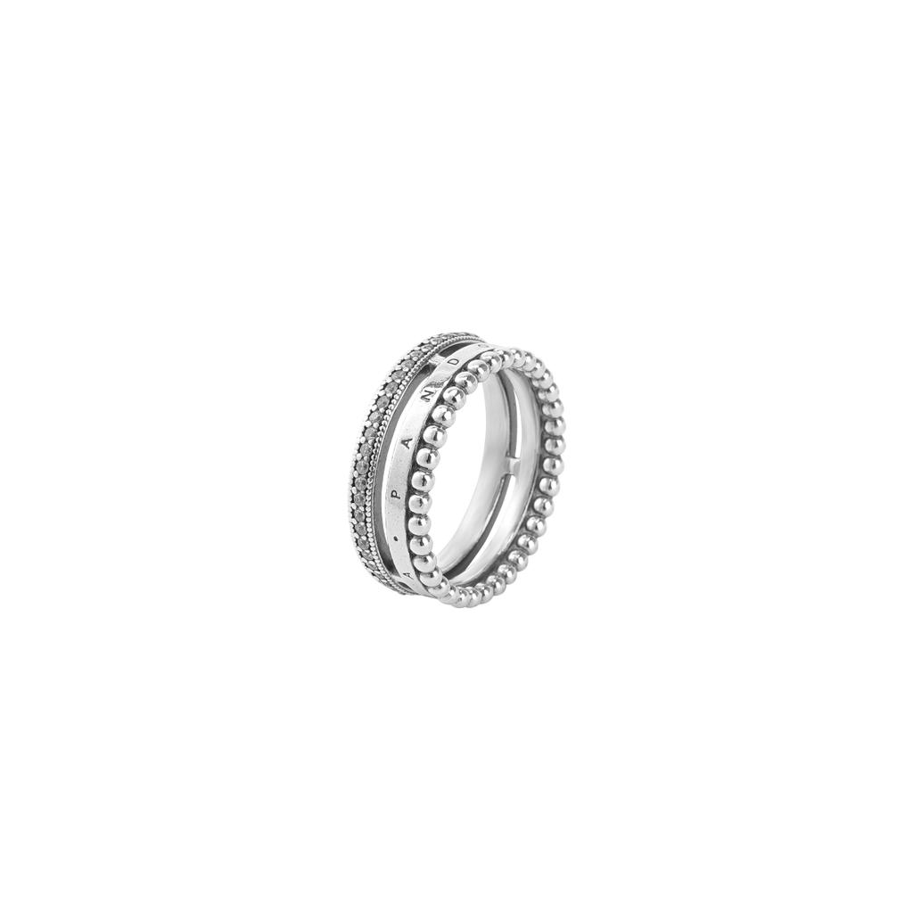 Pandora Signature Series Logo Pavé Set Three-In-One Ring Women rings Silver 192312C01