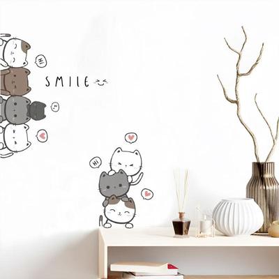 1Pc Furniture Cartoon Cute Cat Wall Stickers For Door Home Decor Accessories Living Room Kids Room Decoration Wall Decal