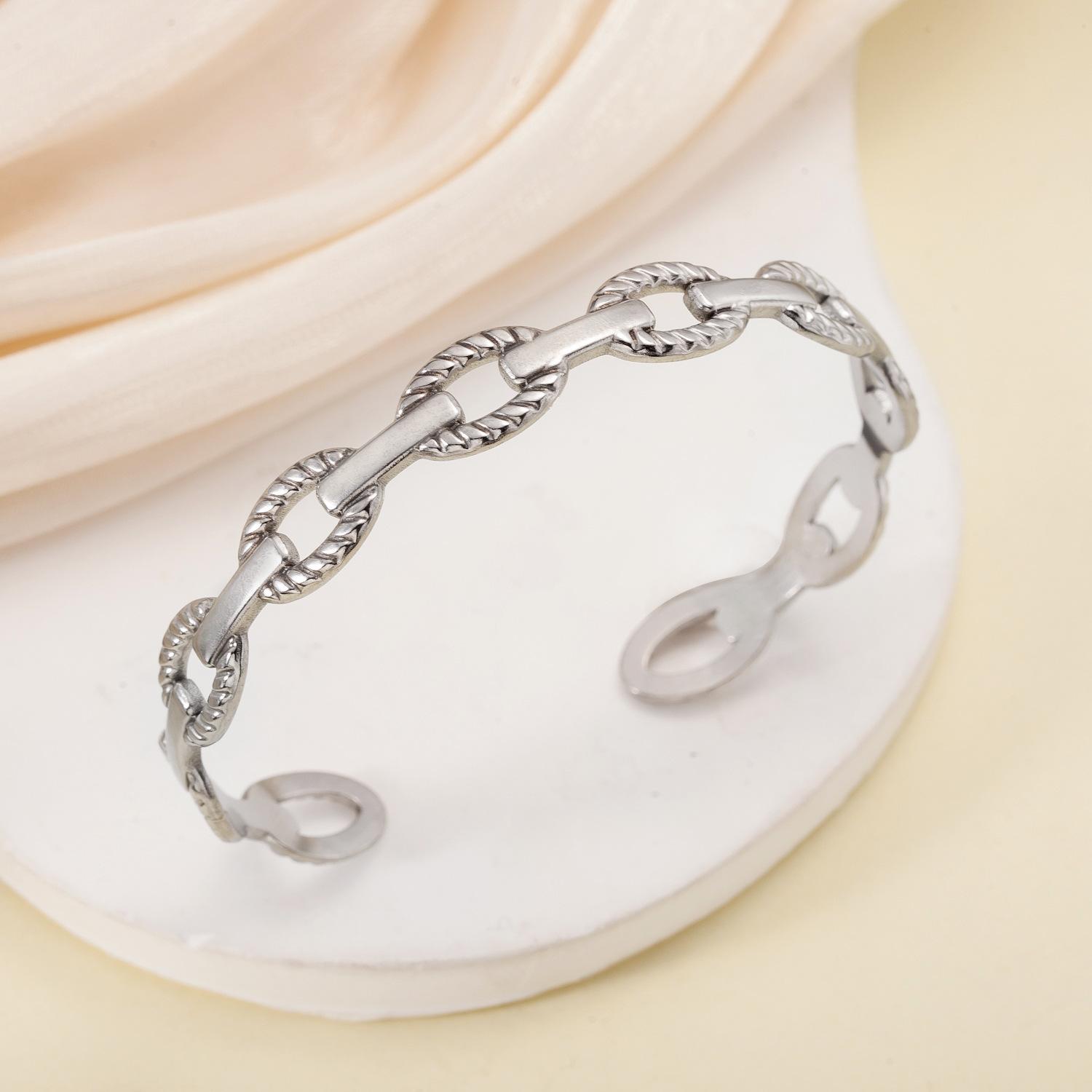 

Stainless Steel Gold Color Geometric Cuff Bracelet Women Flower Leaves Sun Adjustable Open Bangle Waterproof Zircon Wholesale