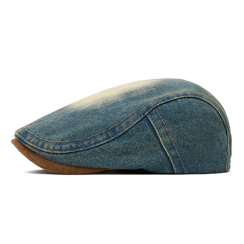 British Retro Denim Forward Hat Women Paintess Hat Anti-Wearing Beret Men Peaked Cap