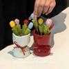 Creative and Cute Flowers Tulip Stainless Steel Fruit Fork Cutlery Fork Cartoon Bouquet Storage Set Food Decoration