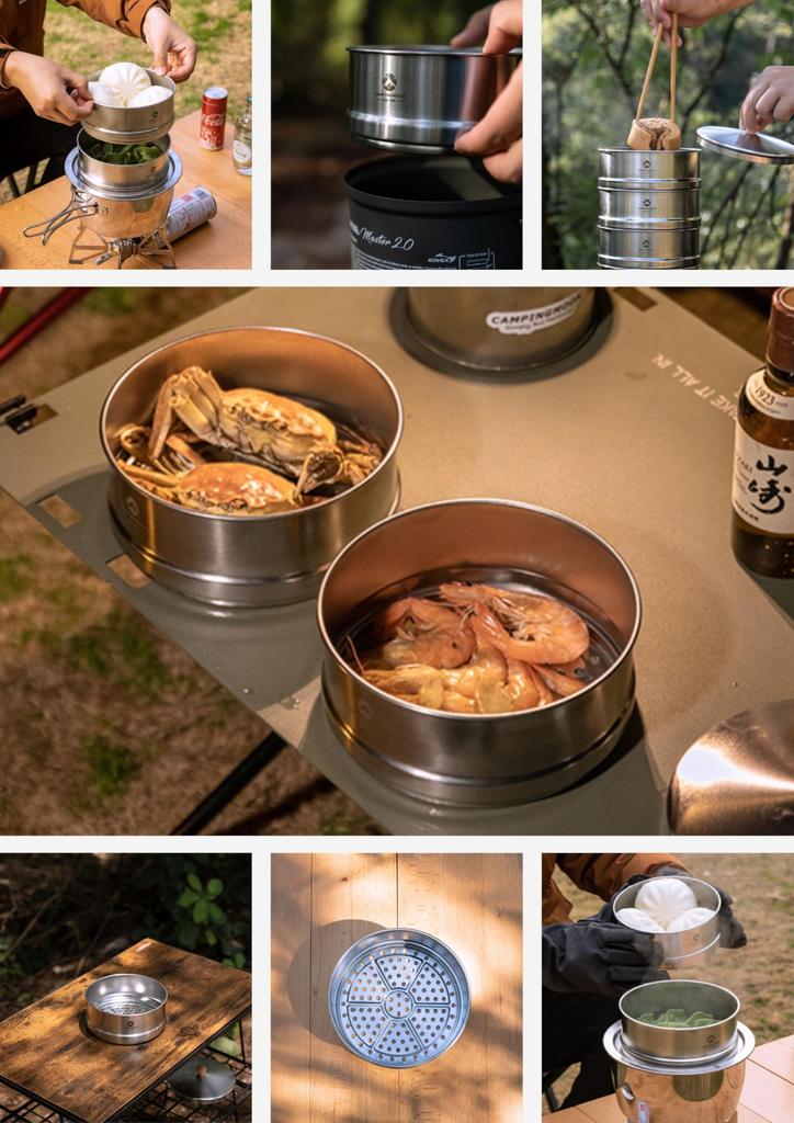 CAMPING MOON Cooler Steamer, Steamer for Steamed Food, Dim Sum, Stainless Steel 304, Single Item, S363